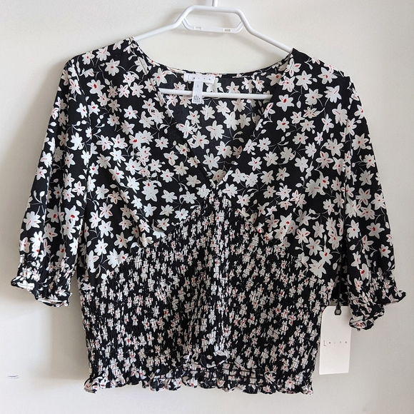 NWT Leith Black Valencia Floral Shirt - Picture 2 of 6